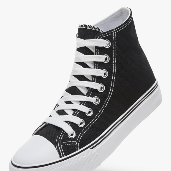 Shoes - NEW Black & White High-Top Canvas Sneakers